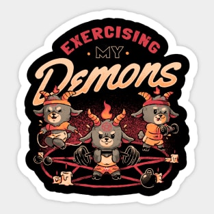 Exercising My Demons - Cute Evil Dark Funny Baphomet Gift Sticker